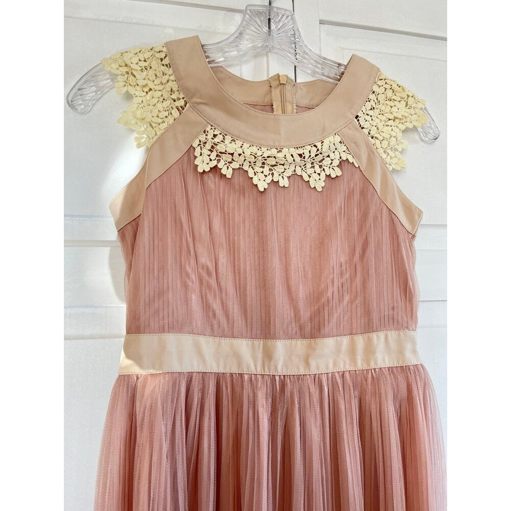 Blush Pink Pleated Tulle Sleeveless Fairycore Maxi Dress Size Small - Picture 3 of 6